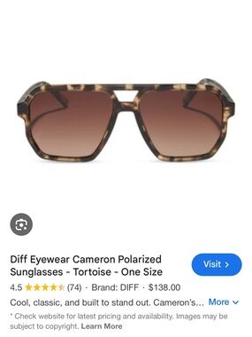 New in Box. Diff Eyewear Sunglasses.  Cameron Polarized Tortoise Sunglasses
